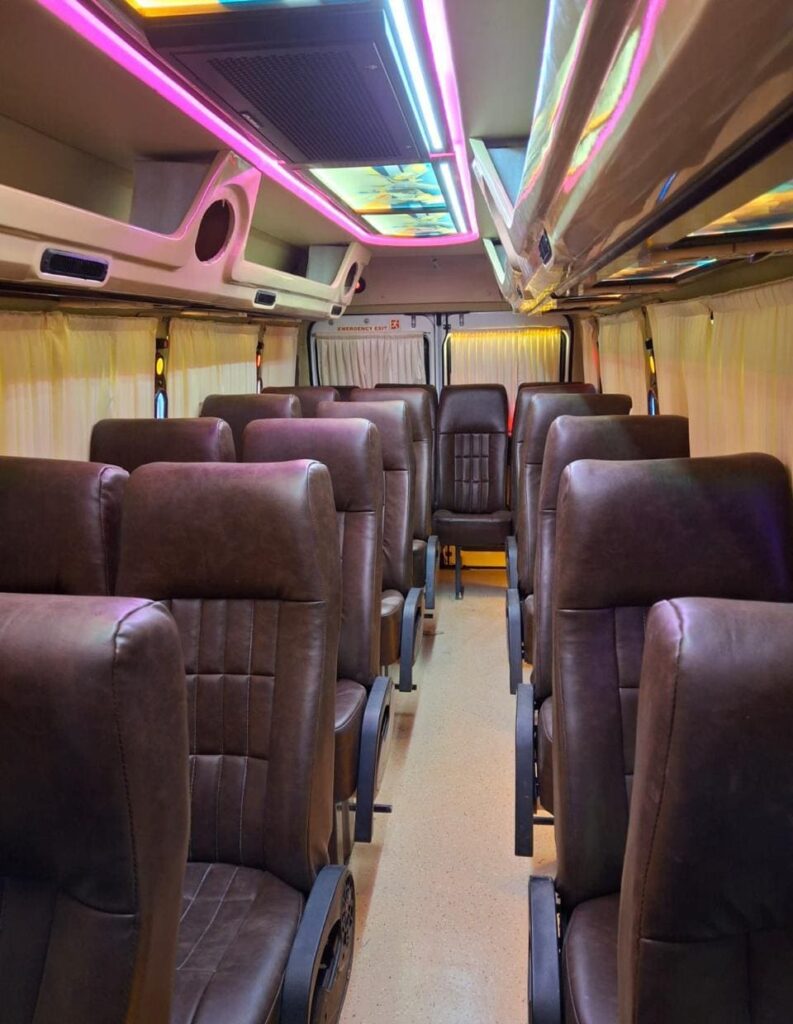 20 seater tempo traveller rental kochi interior