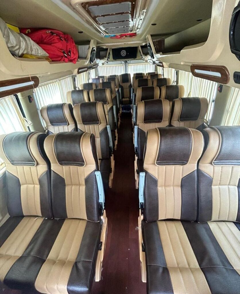 26 seater tempo traveller ac rental kochi kerala interior